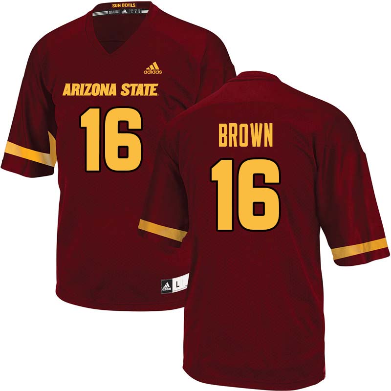 Men #16 Kevin Brown Arizona State Sun Devils College Football Jerseys Sale-Maroon - Click Image to Close